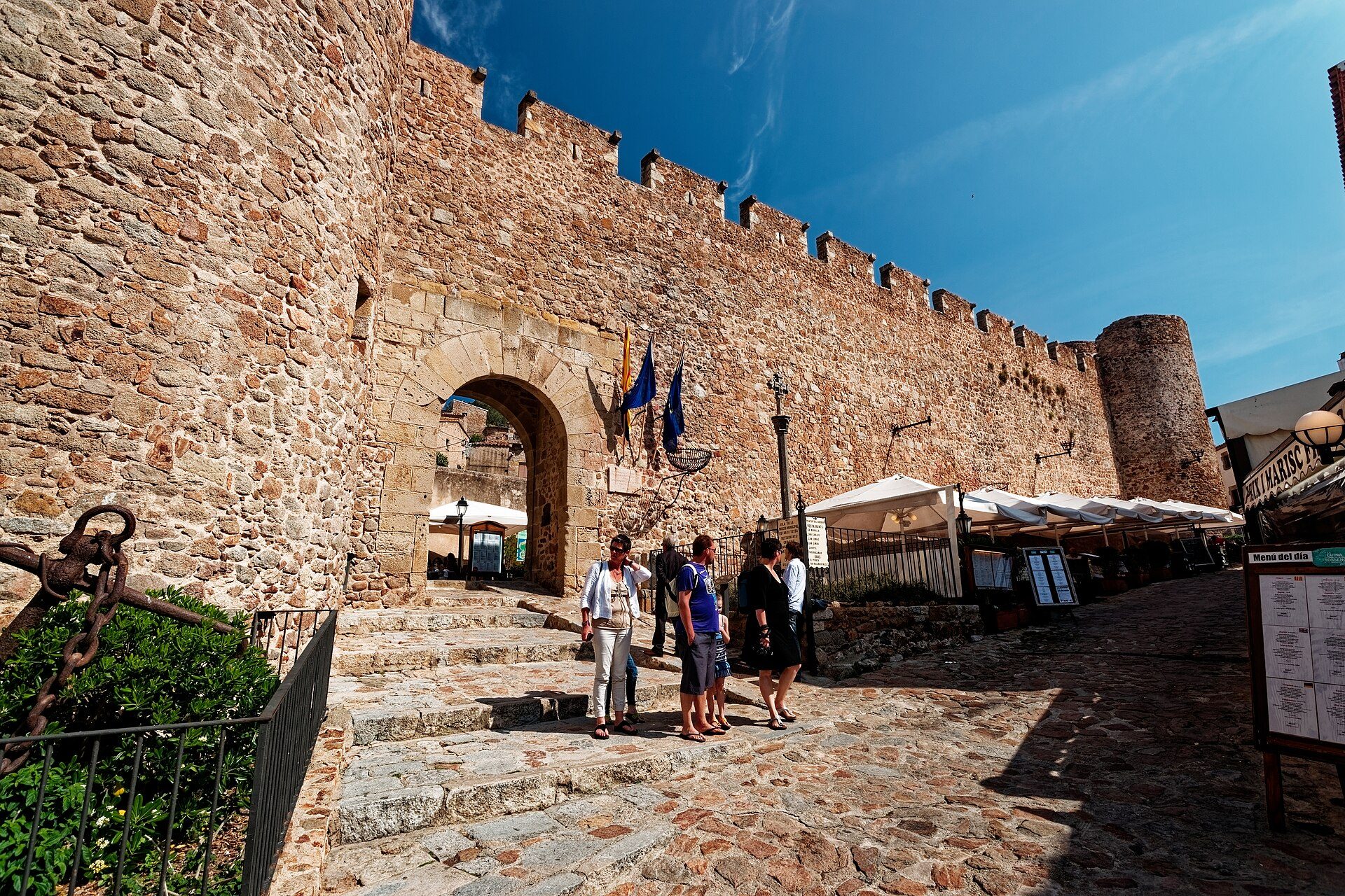 Costa Brava - Tossa de Mar - Carrer del Portal - View SE on 14th Century Torre d